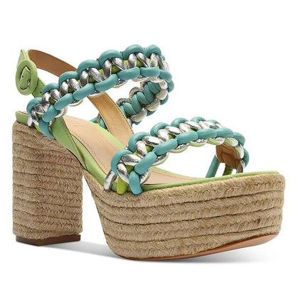 Schutz Women's Juliet Espadrille Platform Sandal Lime Green Size 8.5 (MSRP $148)