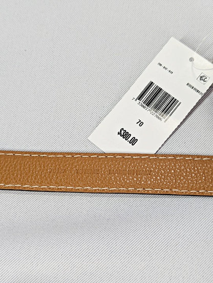 TOTEME Women's Thin Pebbled Leather Belt in Tan Size 70 (MSRP $380)