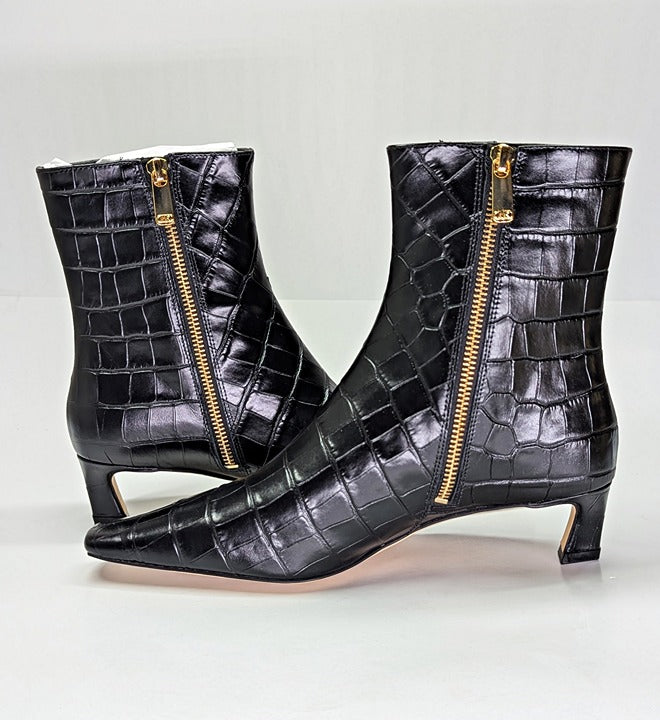 Michael Kors Women's Cosmo Croc-Embossed Kitten Heel Booties Size 7 (MSRP $175)