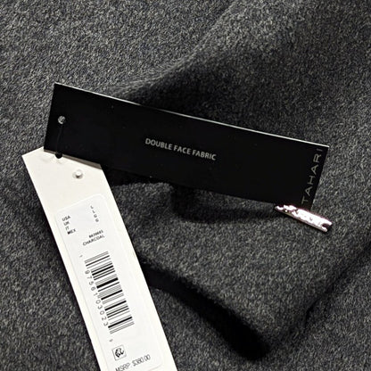 Tahari Women's Faux-Leather-Trim Removable Belted Wrap Coat Size L (MSRP $380)