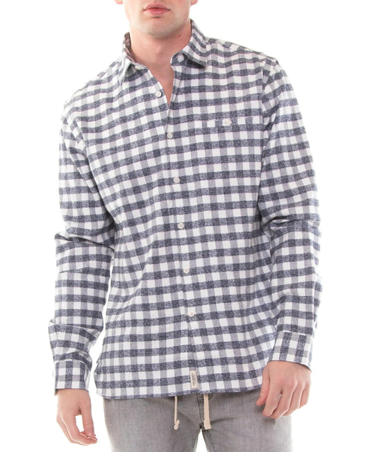 Civil Society Cortez Men's Navy Cotton Check Flannel Shirt Size S (MSRP $79)