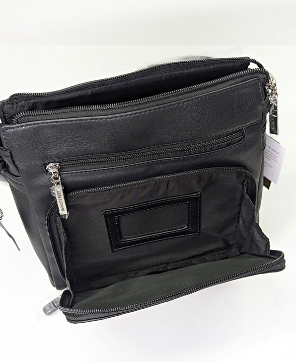 Giani Bernini Women's Black Nappa Leather Front Zip Crossbody (MSRP $130)