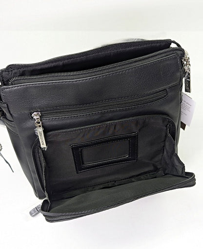 Giani Bernini Women's Black Nappa Leather Front Zip Crossbody (MSRP $130)