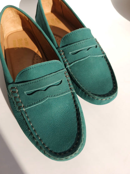 G.H.Bass Women's Dylan Aqua Suede Driver Moc Loafers Size 6 (MSRP $165)