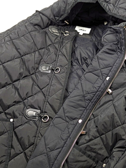 DKNY Women's Water Resistant Black Hooded Quilted Jacket Size XXL (MSRP $180)