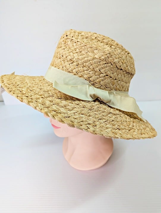 Bindya Women's Adjustable Raffia Straw Wide Braid Bow Fedora Hat (MSRP $49.99)