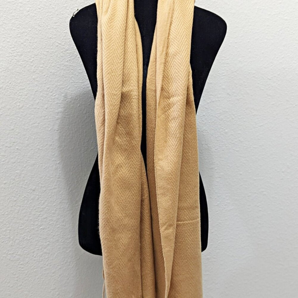 Jenni Women's Textured Feather-Soft Scarf with Fringe in Camel O/S (MSRP $37)