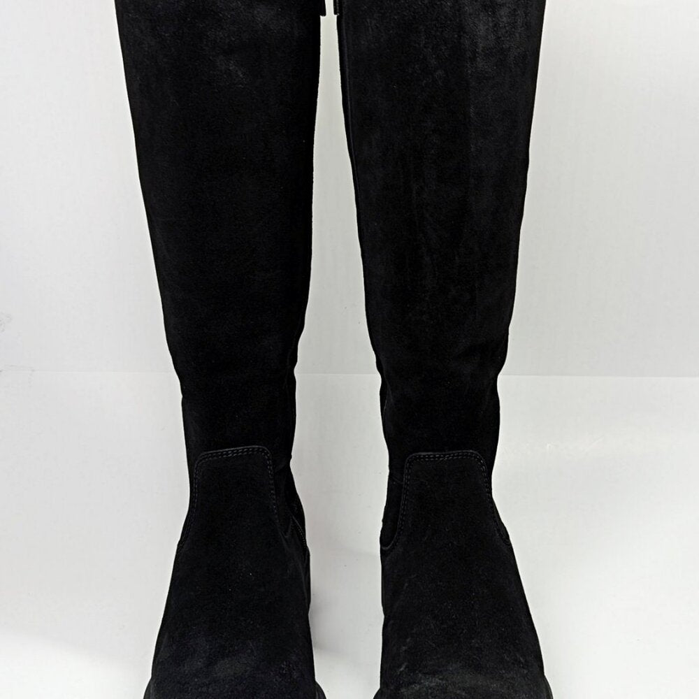 La Canadienne Women's Helene Black Suede Shearling Tall Boots Size 7.5 MSRP $635