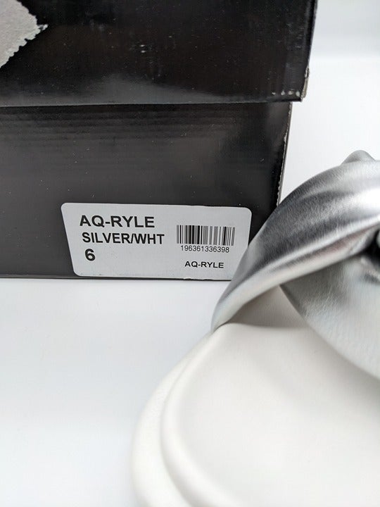 Aqua Women's Ryle Slide Sandals Silver & White Size 6