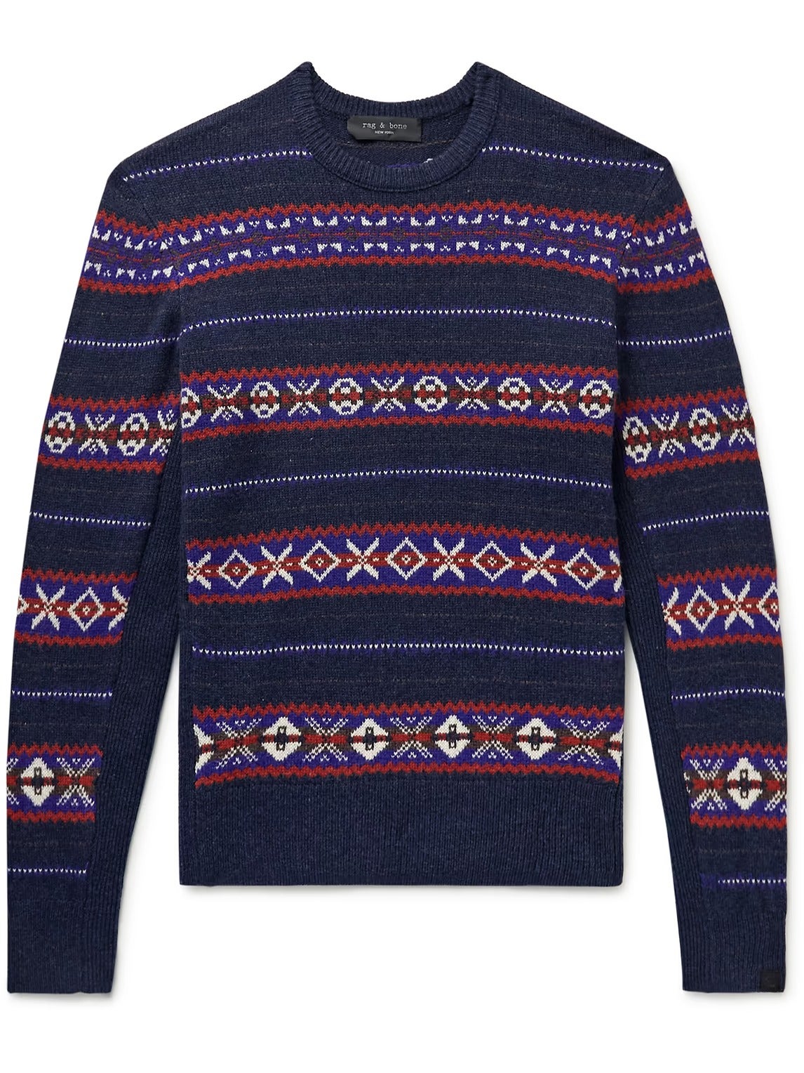 Rag & Bone Men's Wesley Fair Isle Navy Wool Sweater Size M (MSRP $395)