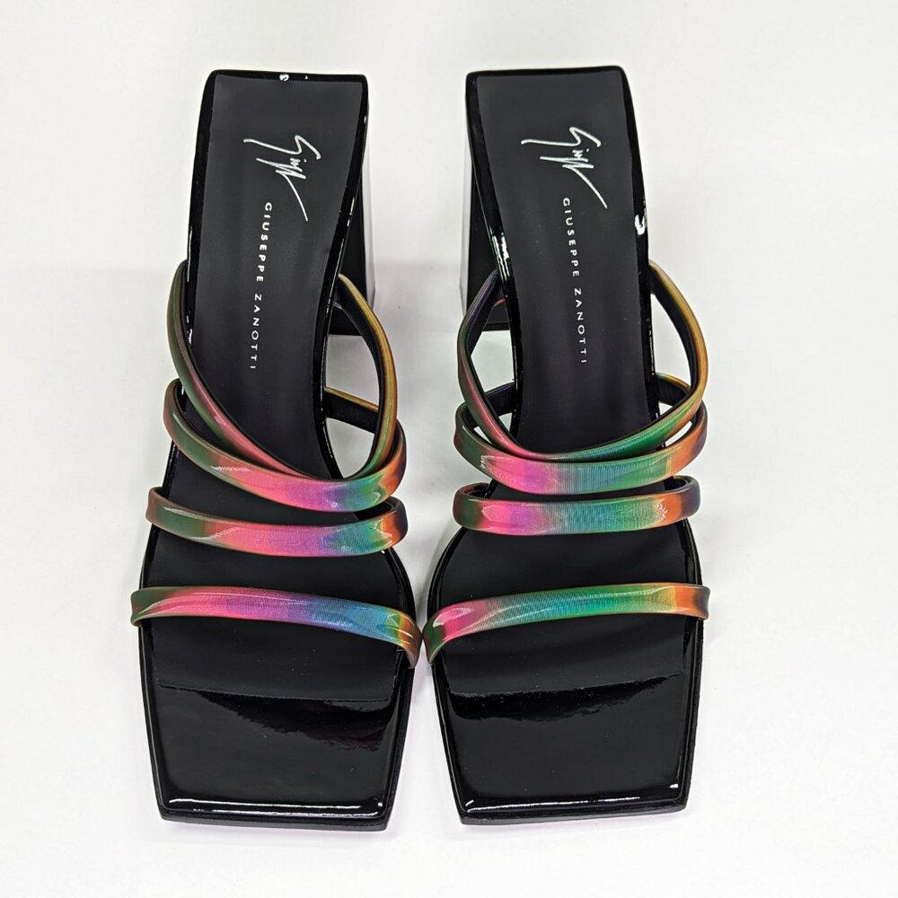 Giuseppe Zanotti Shangay 85MM Strappy Patent Slide Sandals Size 39 (MSRP $795)