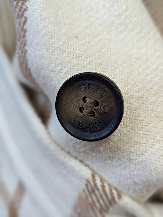 DKNY Women's Plaid Maxi Belted Notch Collar Coat Size M (MSRP $350)