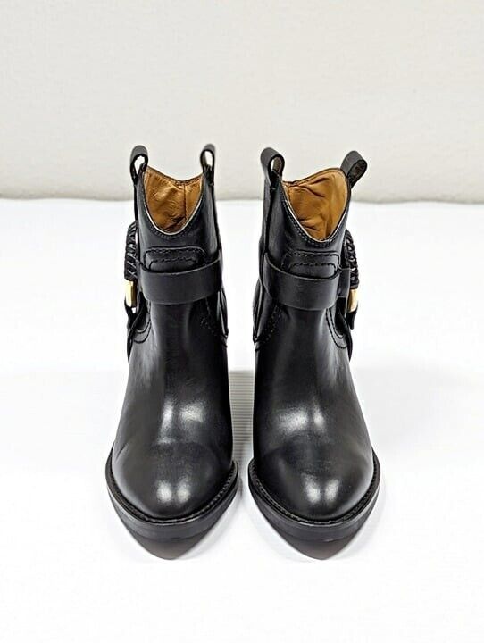 See by Chloé Women's Hanna Leather Western Ankle Boots Size 37.5 EU (MSRP $550)