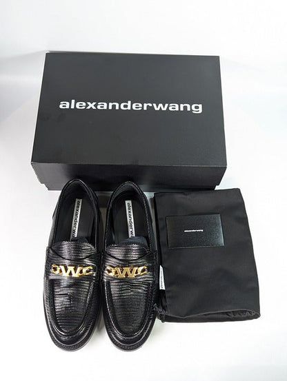 Alexander Wang Women's Carter Black Embossed Loafers Size 38.5 (MSRP $595)