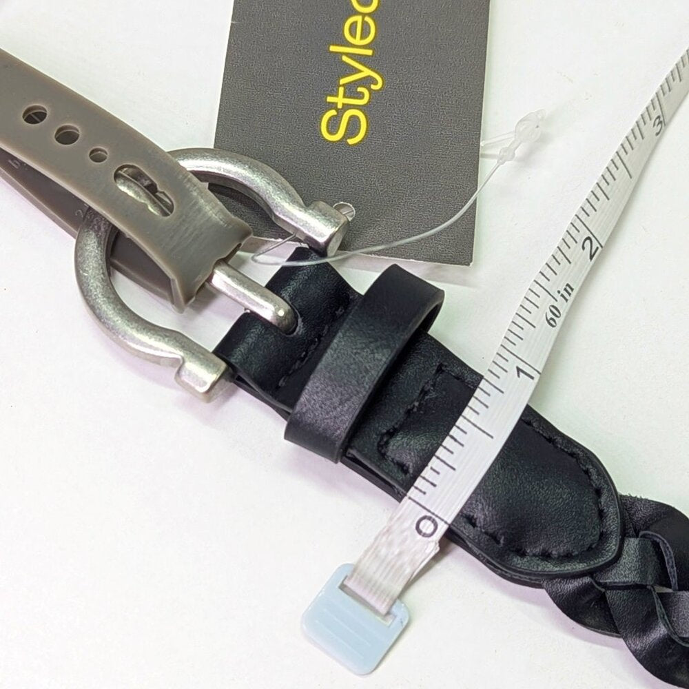 Style & Co Women's Black Braided Faux-Leather Belt Size M (MSRP $ 33)