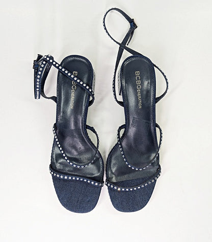 BCBGeneration Lissena-2 Women's Rhinestones Platform Sandals Size 8.5 MSRP $109