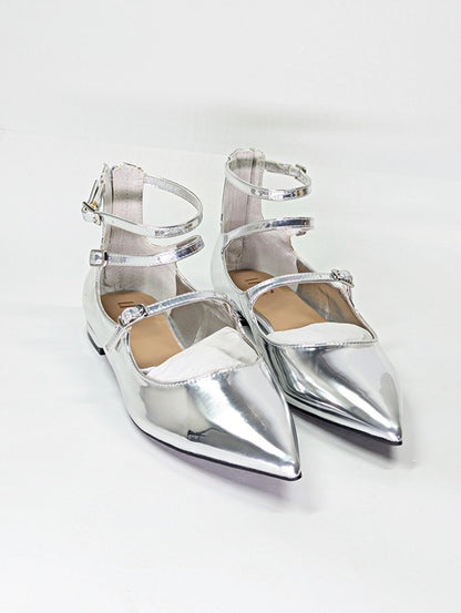 I.N.C. International Concepts Valan Silver Triple Straps Flats Size 8.5 MSRP $80