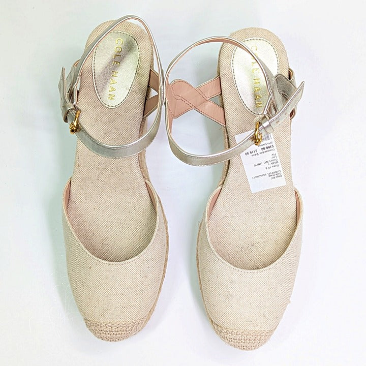 Cole Haan Cloudfeel Women's Espadrille Wedge Heels Linen Size 10 (MSRP $160)