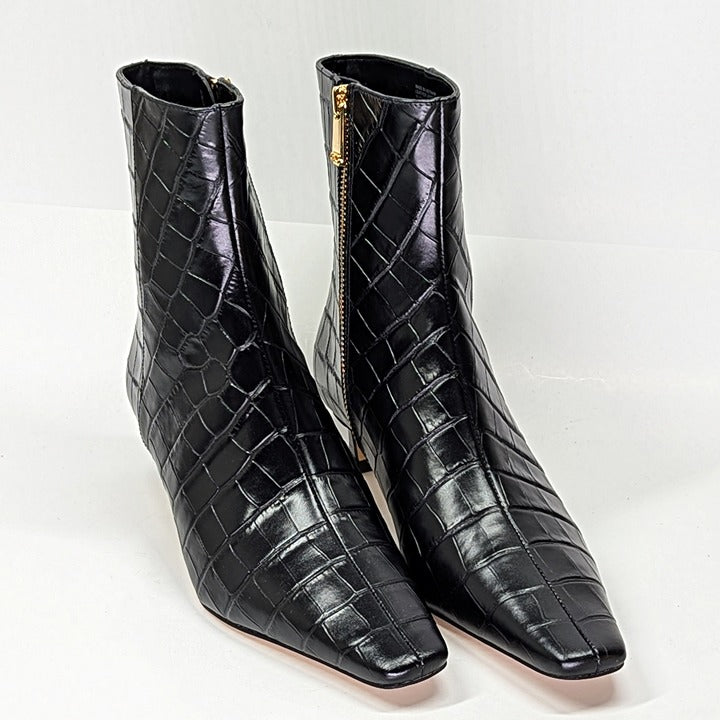 Michael Kors Women's Cosmo Croc-Embossed Kitten Heel Booties Size 7 (MSRP $175)