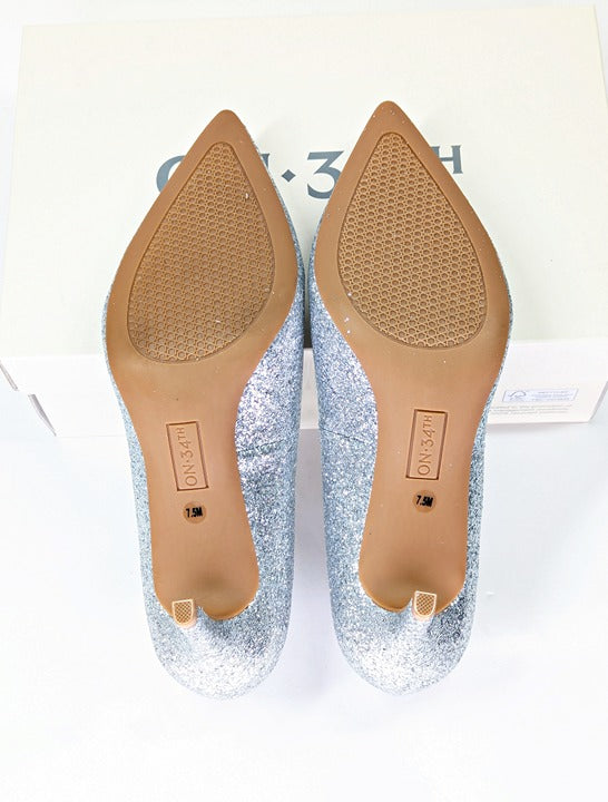 On 34th Women's Jeules Silver Glitter Pointed-Toe Pumps Size 7.5 (MSRP $80)