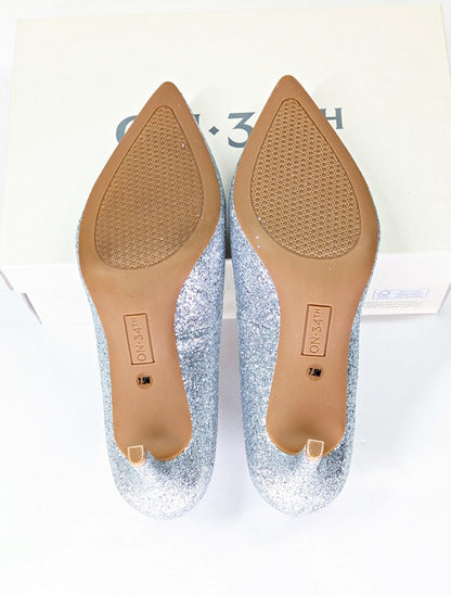 On 34th Women's Jeules Silver Glitter Pointed-Toe Pumps Size 7.5 (MSRP $80)