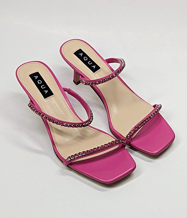 Aqua Women's Lily Slip On Embellished Sandals Pink Size 8.5 (MSRP $138)