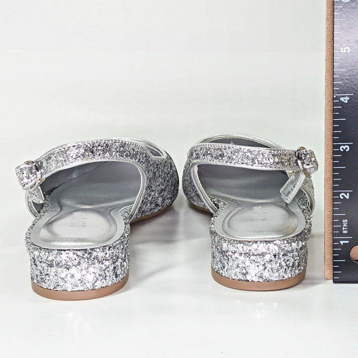 On 34th Women's Avril Capped-Toe Silver Glitter Slingback Flats Size 7 MSRP $70