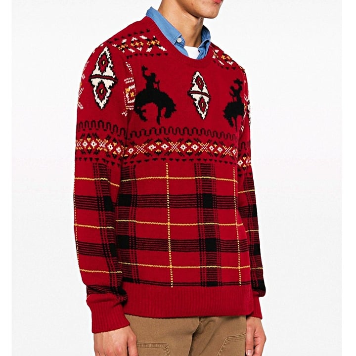 Polo Ralph Lauren Men's Red Western-Inspired Fair Isle Sweater Size L MSRP $498