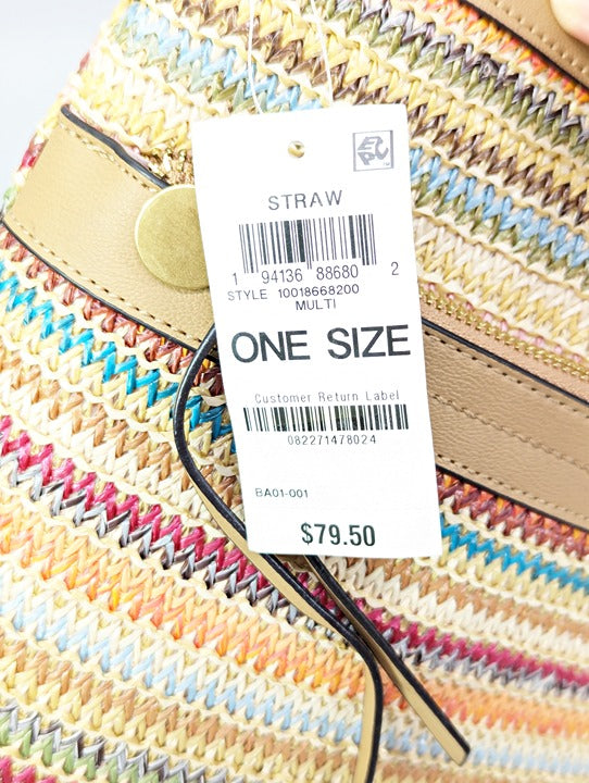 Style & Co Straw North South Crossbody Bag Multi Stripe (MSRP $80)