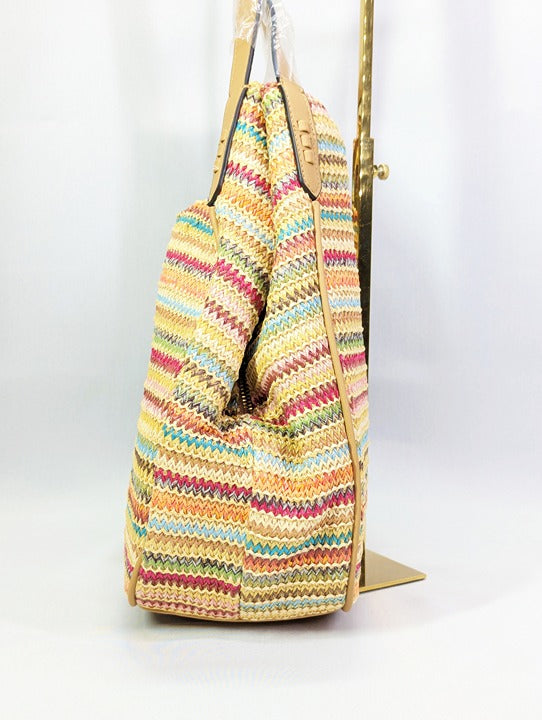 Style & Co Women's Straw Medium 4-Poster Tote Multi Stripe (MSRP $90)