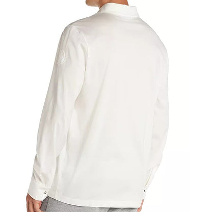 Moncler Men's Long Sleeve Logo Polo Basic in White Cotton Size S (MSRP $535)