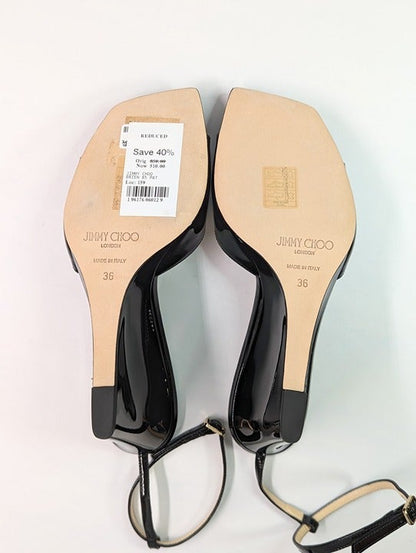 Jimmy Choo Women's Brien 85 Wedge Heel Sandals Black Size 36 EU (MSRP $850)