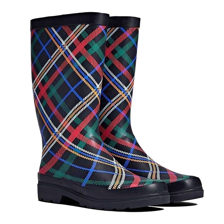 Sugar Raffle 4 Women's Waterproof Tall Rain Boots Plaid Size 9 M (MSRP $70)