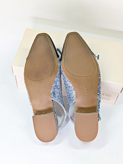 On 34th Women's Avril Capped-Toe Silver Glitter Slingback Flats Size 7 MSRP $70