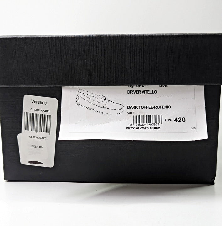 Versace Men's Medusa Biggie Leather Loafer Dark Toffee Size 42 (MSRP $775)