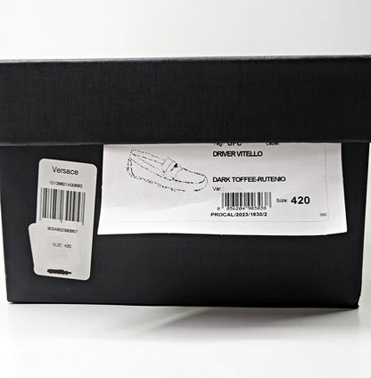 Versace Men's Medusa Biggie Leather Loafer Dark Toffee Size 42 (MSRP $775)