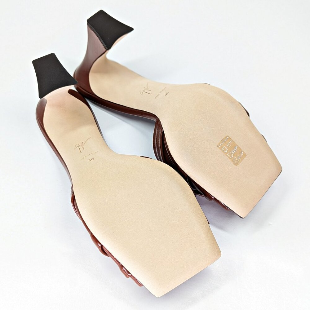 Giuseppe Zanotti Vanilla 85 Knotted Bow Mule Sandals Cacao Size 40 (MSRP $895)