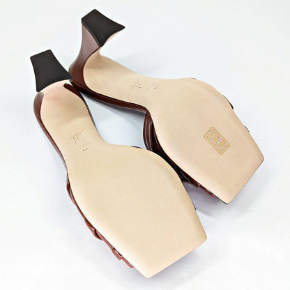 Giuseppe Zanotti Vanilla 85 Knotted Bow Mule Sandals Cacao Size 40 (MSRP $895)