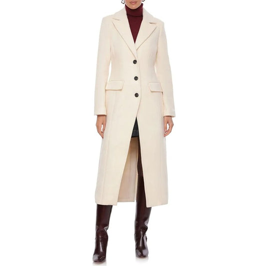 Avec Les Filles Women's Cutaway Tuxedo Maxi Coat Cream Size M (MSRP $220)