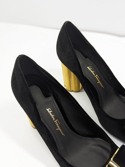 Salvatore Ferragamo Capua 85 Women's Flower Heel Satin Pump Size 7.5 (MSRP $850)