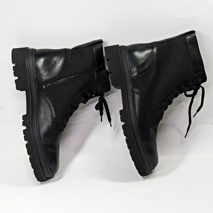 Vince Men's Raider Lace Up Boots in Black Leather Size 11.5 (MSRP $395)