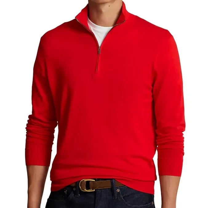 Polo Ralph Lauren Men's Cotton Quarter Zip Mock Neck Sweater Size XL (MSRP $228)