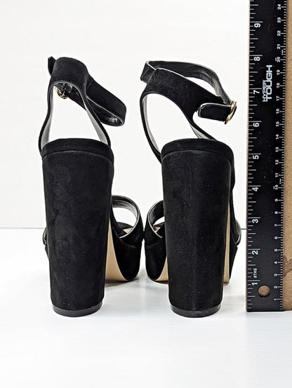 Aqua Women's Mardi High-Heel Platform Sandals Black Suede Size 9.5 M (MSRP $109)