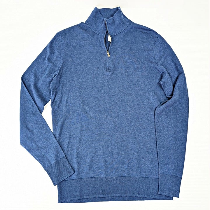 Polo Ralph Lauren Men's Blue Quarter Zip Mock Neck Sweater Size XL (MSRP $228)