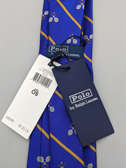 Polo Ralph Lauren Men's Tennis-Print Silk Tie Blue (MSRP $125)