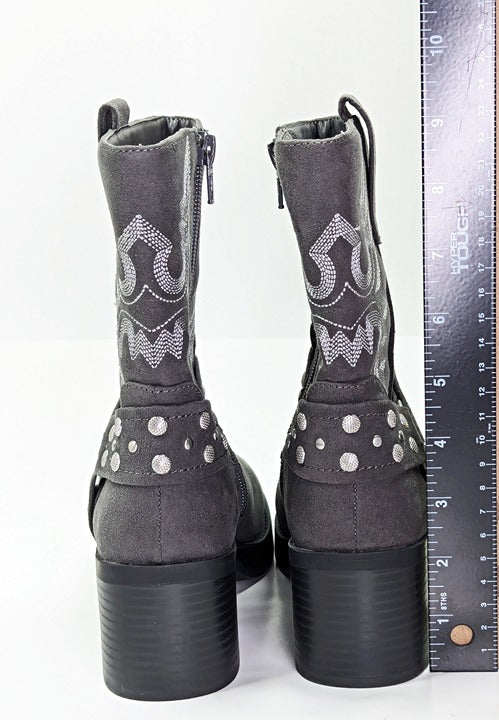 Sun + Stone Women's Norahh Charcoal Moto Midshaft Booties Size 5 (MSRP $100)