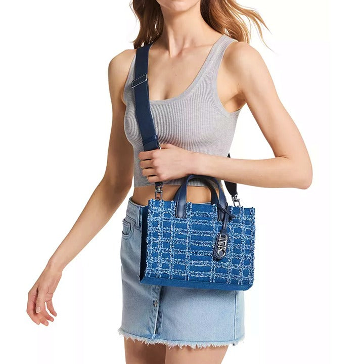 Michael Kors Gigi Small East West Messenger in Blue Denim (MSRP $328)