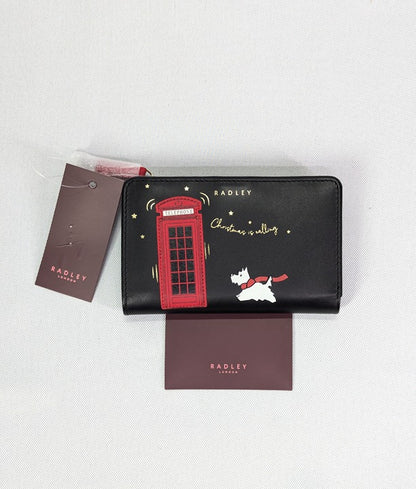 Radley London Christmas Is Calling Medium Bifold Wallet in Black (MSRP $98)