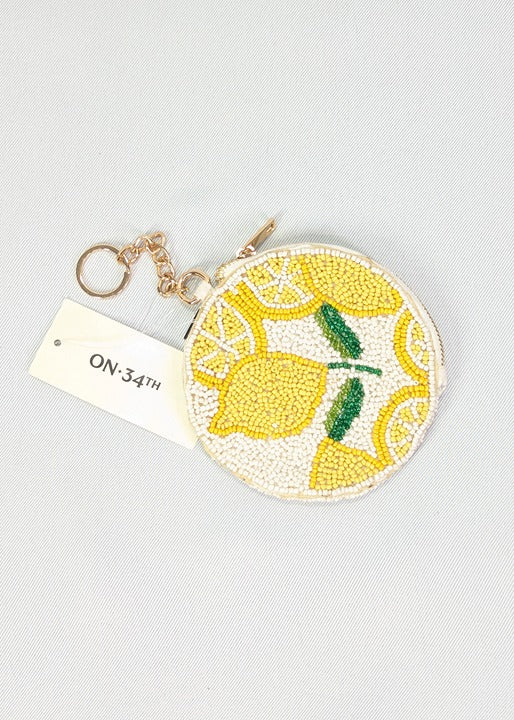 On 34th Lemons Hand Beaded Round Coin Purse (MSRP $40)