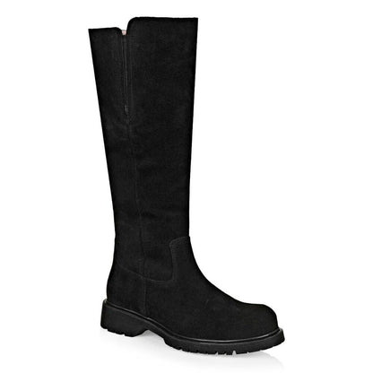 La Canadienne Women's Helene Black Suede Shearling Tall Boots Size 7.5 MSRP $635